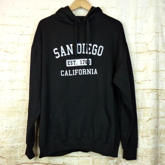 San Diego California Hoodie Sweater XL Black Graphic Pullover EST.1769 Souvenir - Picture 1 of 9